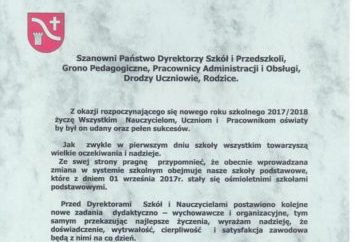 Życzenia Wójta z okazji Rozpoczęcia Roku Szkolnego 2017-2018